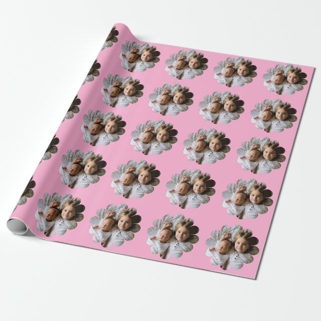 Your Custom Photo in Flower Wrapping Paper (Unrolled)