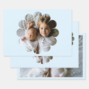 Your Custom Photo in Flower Wrapping Paper Sheet