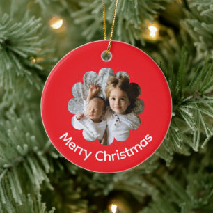Your Custom Photo Merry Christmas Ceramic Ornament
