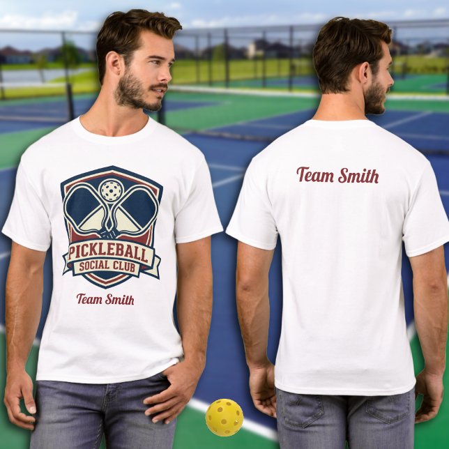 Your Custom Pickleball Player T-Shirt (Pickleball shirt with your own text. Stylish for single player or teams. Cool logo club style emblem)