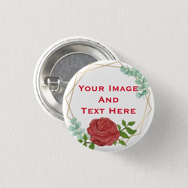 Your custom Picture and Text Personalised Button (Front & Back)