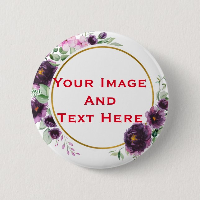 Your custom Picture and Text Personalised Button (Front)