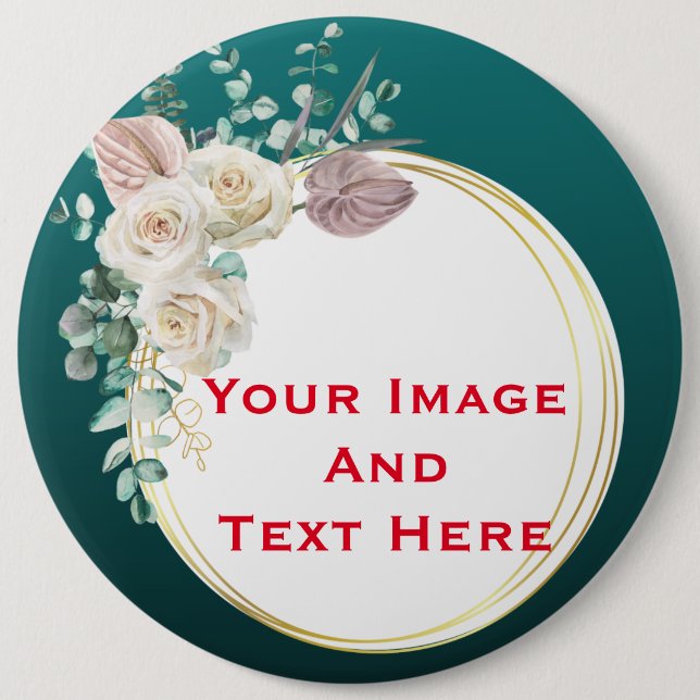 Your custom Picture and Text Personalised Button (Front)