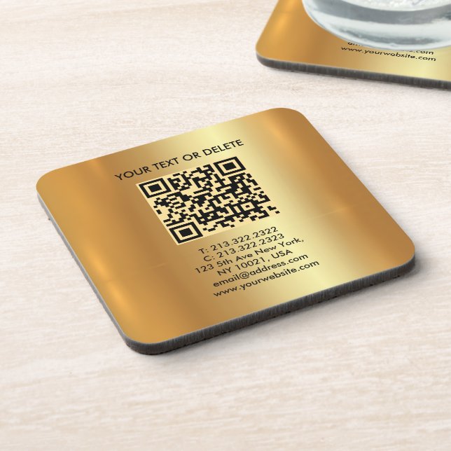 Your Custom Template Elegant Modern QR Code Gold Coaster (Left Side)
