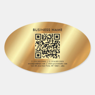 Your Custom Template Text Logo QR Code Gold Oval Sticker