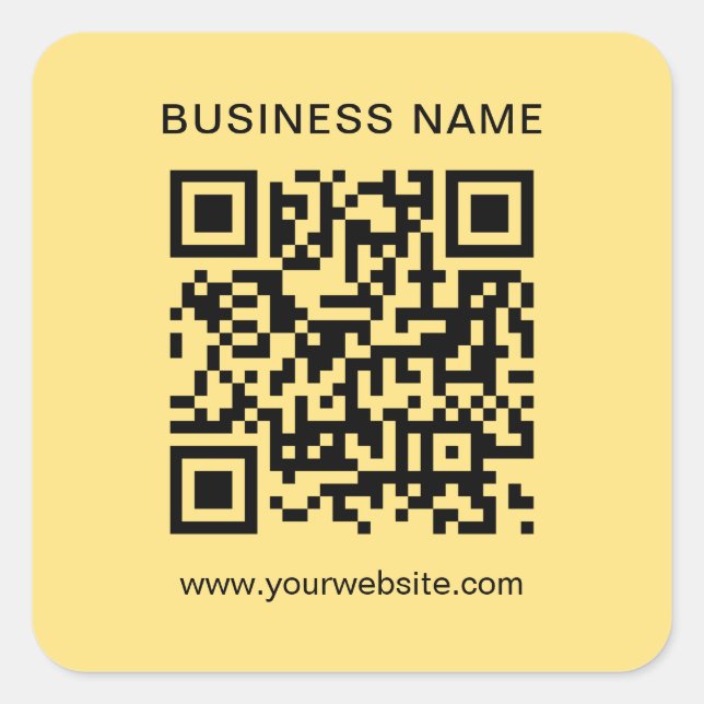 Your Custom Text Black & Gold Scannable QR Code Square Sticker (Front)