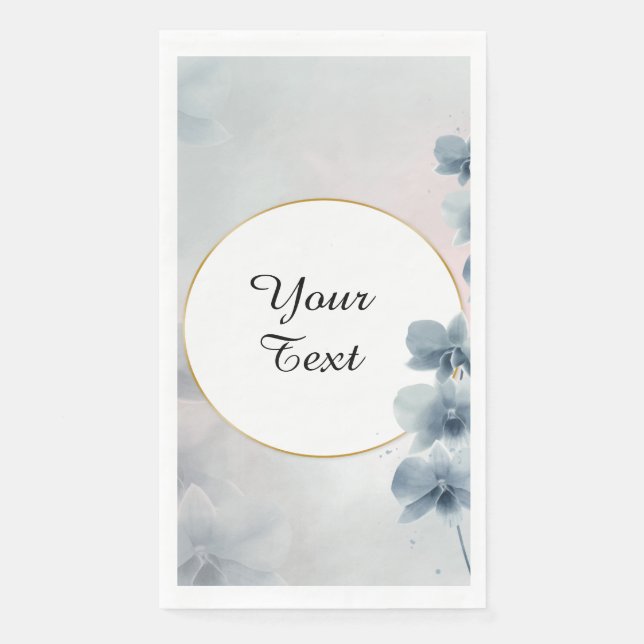 Your Custom Text - Blue Floral Personalised Napkin (Front)