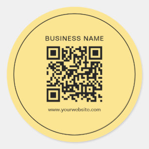 Your Custom Text Business Logo QR Code Faux Gold Classic Round Sticker