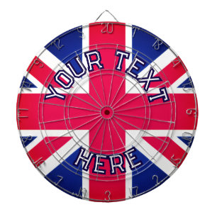 YOUR CUSTOM TEXT Classic Colour Union Jack UK Flag Dartboard