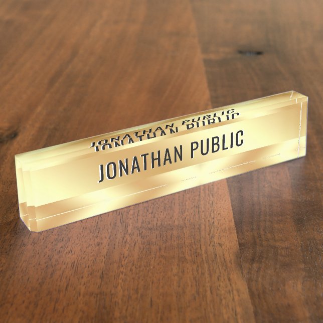 Your Custom Text Elegant Modern Gold Template Nameplate (Side)