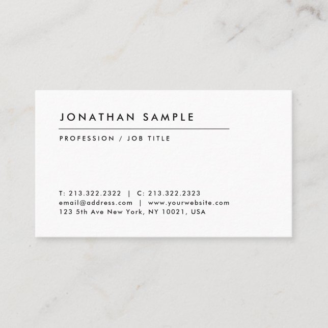 Your Custom Text Elegant Modern Simple Design Business Card (Front)