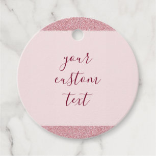 Your Custom Text Elegant Rose Gold Glitter Look Favour Tags