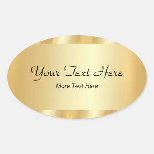 Your Custom Text Elegant Script Template Gold Oval Sticker
