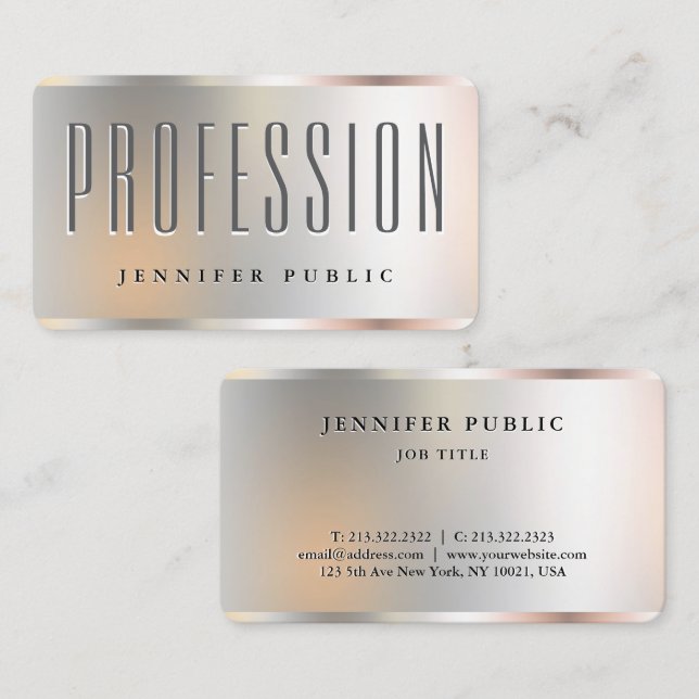 Your Custom Text Elegant Silver Look Template Business Card (Front/Back)