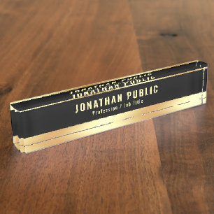 Your Custom Text Elegant Template Black And Gold Nameplate