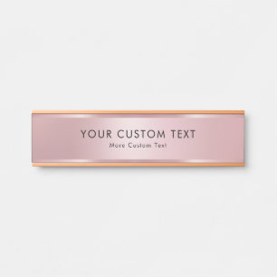 Your Custom Text Elegant Template Trendy Rose Gold Door Sign