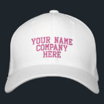 Your Custom Text Embroidered Baseball Cap Template<br><div class="desc">Choose Fonts and Colour - Desgn Your Own Easy Personalised Promotional Embroidered Baseball Caps with Custom Text - Add Your Text - Name - Company / Number / Letter / Slogan - Tagline / or Website , Phone , E-mail , Social Media Handle / More - Choose Your Colour /...</div>