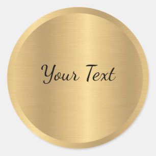 Your Custom Text Faux Gold Metallic Look Template Classic Round Sticker
