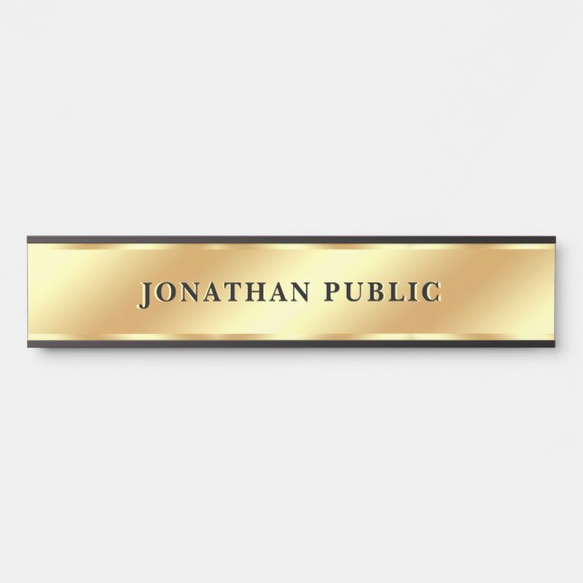 Your Custom Text Faux Gold Template Elegant Home Door Sign (Front)