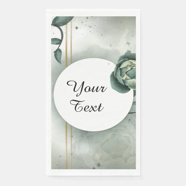 Your Custom Text - Green Bloom Personalised Napkin (Front)