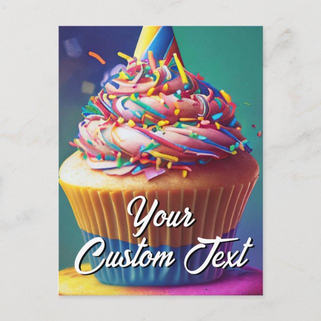 Your Custom Text Happy Birthday Cupcake Template (Front)