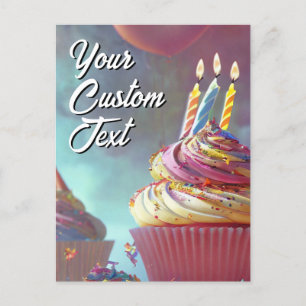 Your Custom Text Happy Birthday Cupcake Template