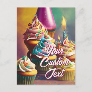 Your Custom Text Happy Birthday Cupcake Template