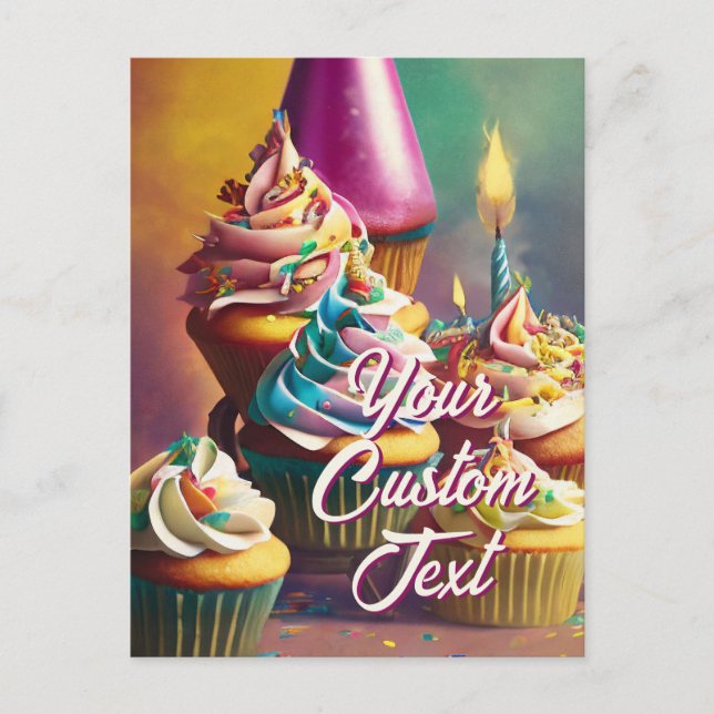 Your Custom Text Happy Birthday Cupcake Template (Front)