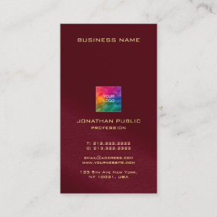 Your Custom Text Here Burgundy Template Vertical Business Card