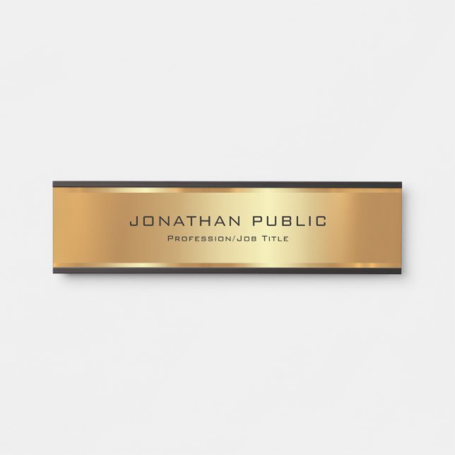 Your Custom Text Here Elegant Glamour Black & Gold Door Sign (Front)