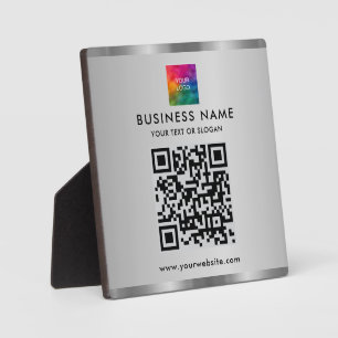 Your Custom Text Logo QR Code Glamorous Silver Plaque