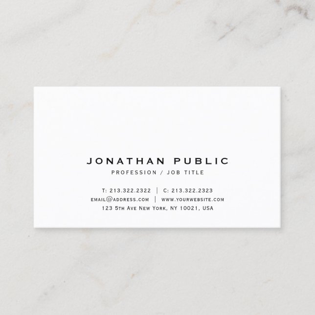 Your Custom Text Modern Elegant Minimalist Simple Business Card (Front)
