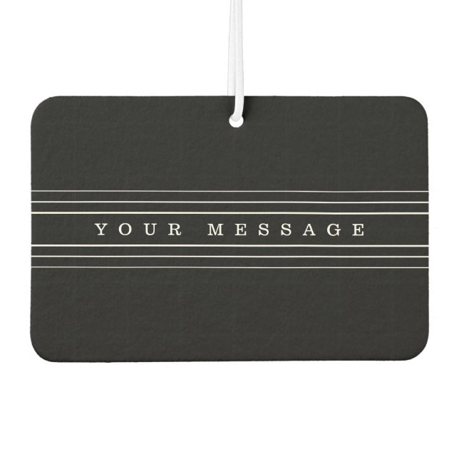 Your Custom Text & Modern Stripes | Black & White Car Air Freshener (Front)
