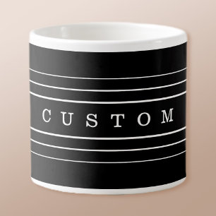 Your Custom Text & Modern Stripes Black & White Espresso Cup