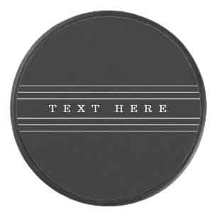 Your Custom Text & Modern Stripes   Black & White Hockey Puck