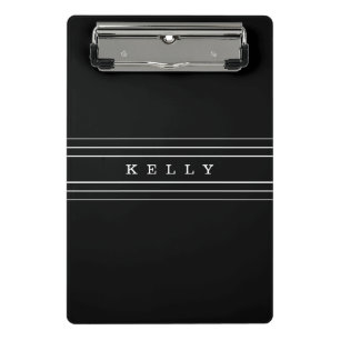 Your Custom Text & Modern Stripes Black & White Mini Clipboard