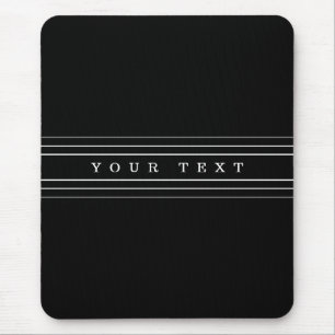 Your Custom Text & Modern Stripes Black & White Mouse Pad