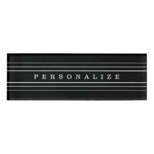 Your Custom Text & Modern Stripes   Black & White Name Tag