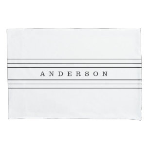 Your Custom Text & Modern Stripes   Black & White Pillowcase