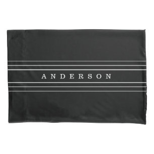 Your Custom Text & Modern Stripes   Black & White Pillowcase