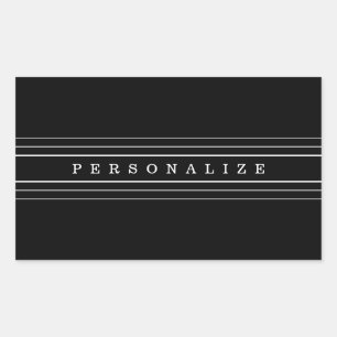 Your Custom Text & Modern Stripes   Black & White Rectangular Sticker