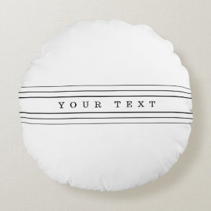 Your Custom Text & Modern Stripes   Black & White Round Cushion