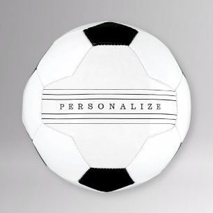 Your Custom Text & Modern Stripes   Black & White Soccer Ball