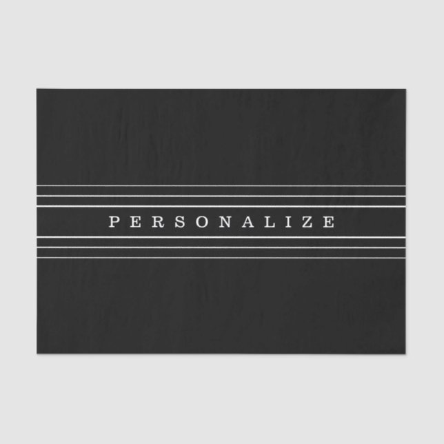 Your Custom Text & Modern Stripes | Black & White Tissue Paper (Front)