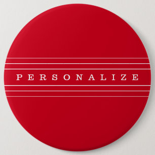 Your Custom Text & Modern Stripes Red & White 6 Cm Round Badge