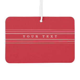 Your Custom Text & Modern Stripes   Red & White Car Air Freshener
