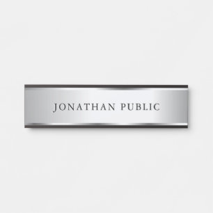 Your Custom Text Name Template Black & Silver Door Sign
