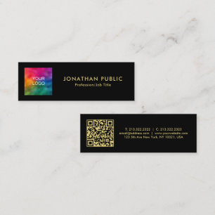 Your Custom Text QR Code Logo Name Black Gold Mini Calling Card