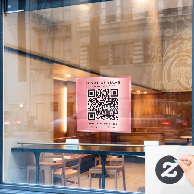Your Custom Text QR Code Logo Rosegold Template (Cafe Window)