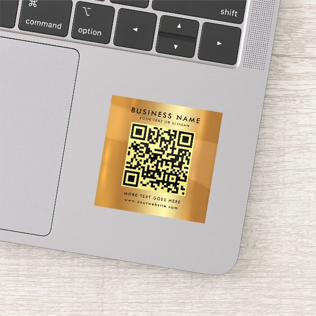Your Custom Text QR Code Logo Template Faux Gold (Detail)